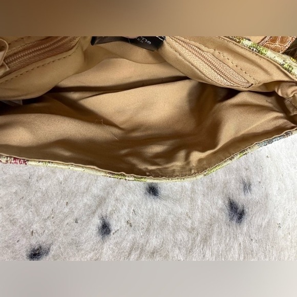 Liz Claiborne Women’s Tan Croc Embossed Floral Y2K Handbag Shoulder Bag - Picture 4 of 7